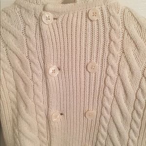 Fleece lined hooded cable knit fisherman sweater